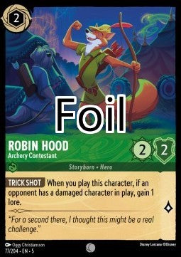 Robin des Bois foil Concurrent au tir à l’arc