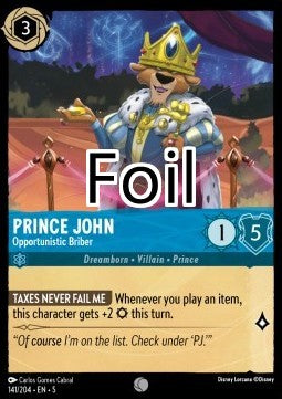 Prince Jean foil Corrupteur opportuniste