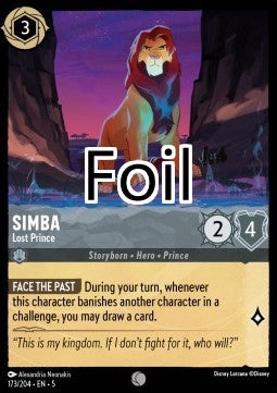 Simba foil Prince perdu