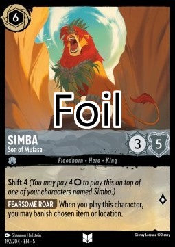 Simba foil Fils de Mufasa